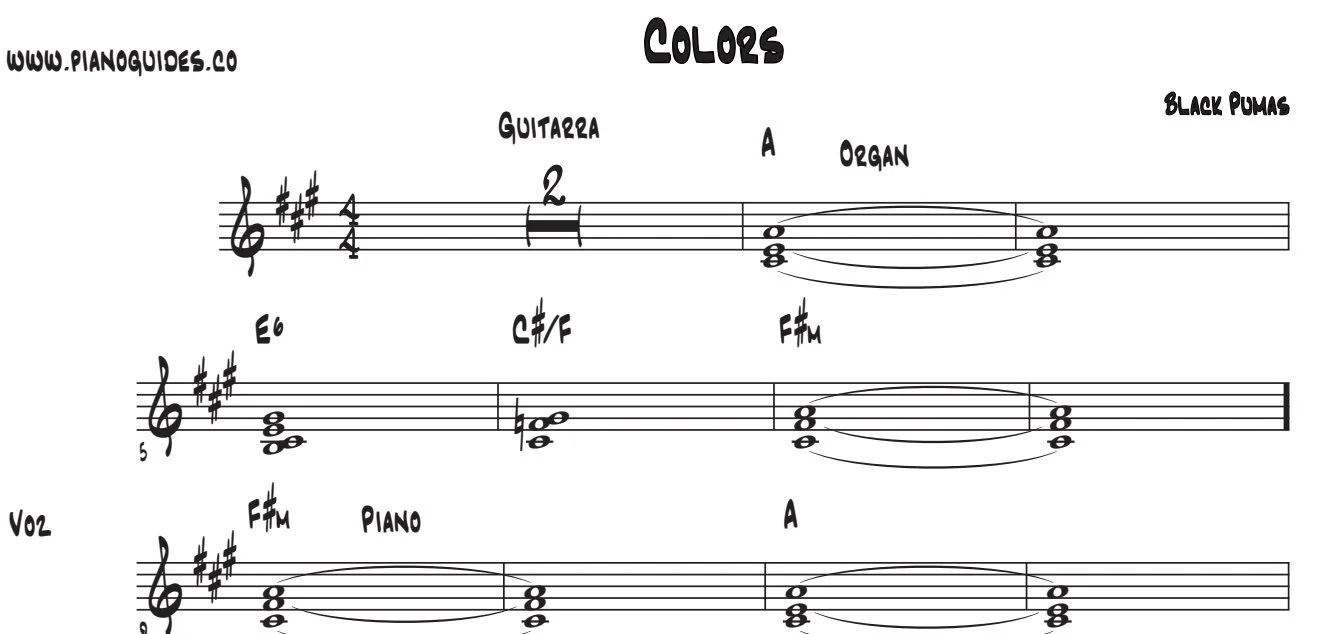 Título y primeras líneas de la guía de Colors