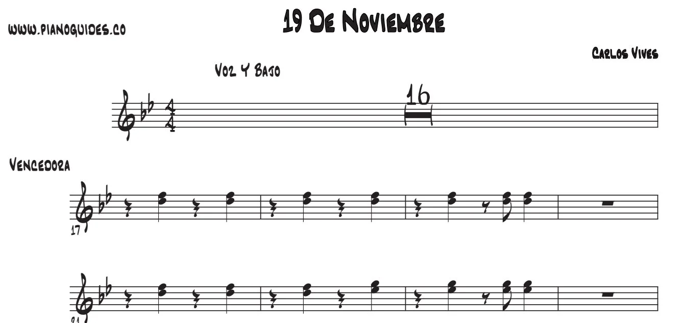 Título y primeras líneas de la guía de 19 De Noviembre