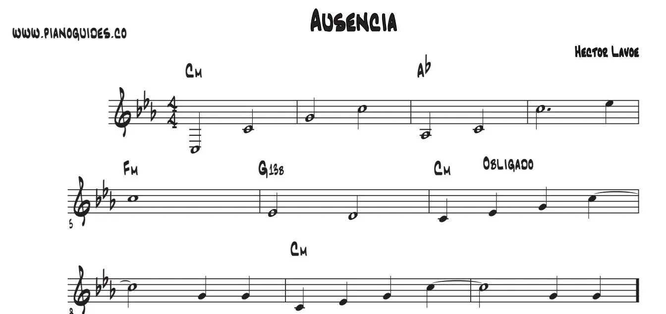 Título y primeras líneas de la guía de Ausencia