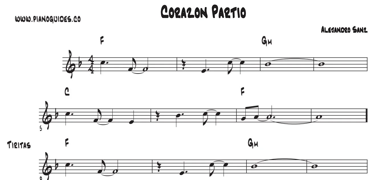 Título y primeras líneas de la guía de Corazón Partío
