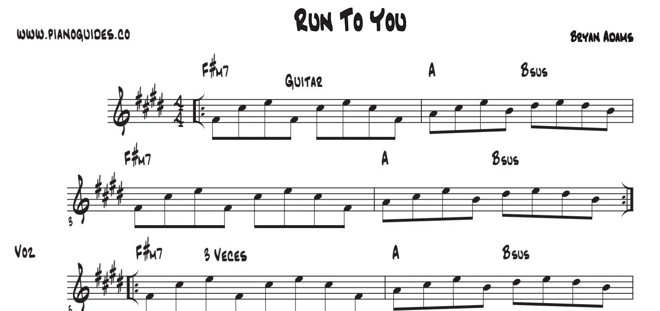 Título y primeras líneas de la guía de Run To You